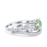Two Piece Round Natural Stone Trio Ring