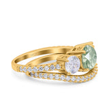 Two Piece Round Natural Stone Trio Ring