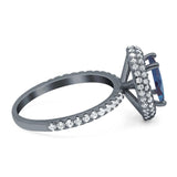 Oval Natural Stone Halo Wedding Ring