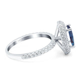 Oval Natural Stone Halo Wedding Ring