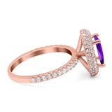 Oval Natural Stone Halo Wedding Ring
