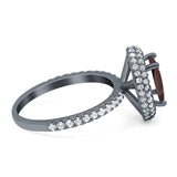 Oval Natural Stone Halo Wedding Ring