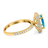 Oval Natural Stone Halo Wedding Ring