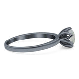 Floral Round Natural Stone Solitaire Ring
