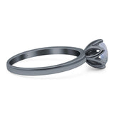 Floral Round Natural Stone Solitaire Ring