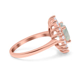 Art Deco Round Natural Stone Floral Ring