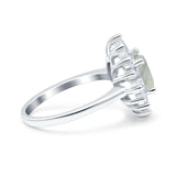 Art Deco Round Natural Stone Floral Ring