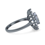 Art Deco Round Natural Stone Floral Ring