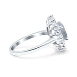 Art Deco Round Natural Stone Floral Ring