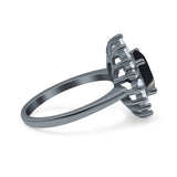 Art Deco Round Natural Stone Floral Ring