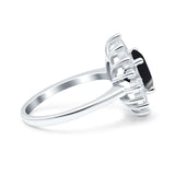 Art Deco Round Natural Stone Floral Ring