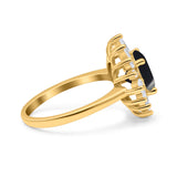 Art Deco Round Natural Stone Floral Ring