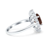 Art Deco Round Natural Stone Floral Ring