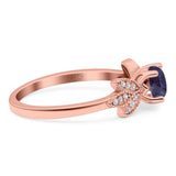 Art Deco Round Natural Stone Floral Ring