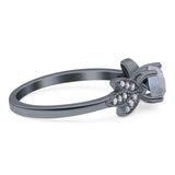 Art Deco Round Natural Stone Floral Ring