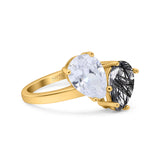 Pear Teardrop Natural Stone Wedding Ring