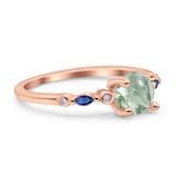 Minimalist Round Natural Stone Art Deco Ring