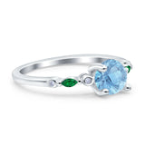 Minimalist Round Natural Stone Art Deco Ring