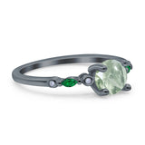 Minimalist Round Natural Stone Art Deco Ring