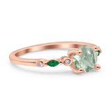 Minimalist Round Natural Stone Art Deco Ring