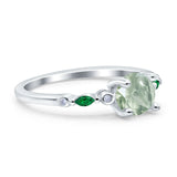 Minimalist Round Natural Stone Art Deco Ring