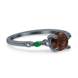 Minimalist Round Natural Stone Art Deco Ring