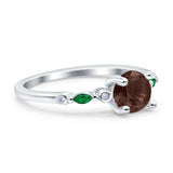 Minimalist Round Natural Stone Art Deco Ring