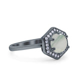 Vintage Style Round Natural Stone Hexagonal Ring