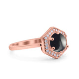 Vintage Style Round Natural Stone Hexagonal Ring