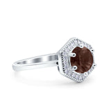 Vintage Style Round Natural Stone Hexagonal Ring