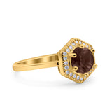 Vintage Style Round Natural Stone Hexagonal Ring