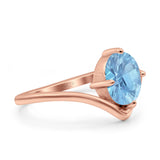 Oval Natural Stone V Midi Band Solitaire Ring