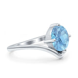 Oval Natural Stone V Midi Band Solitaire Ring