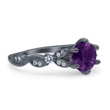 Round Natural Stone Leaf Vintage Style Ring