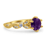 Round Natural Stone Leaf Vintage Style Ring