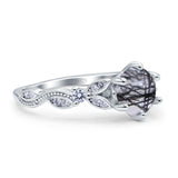 Round Natural Stone Leaf Vintage Style Ring