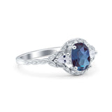 Floral Oval Natural Stone Wedding Ring