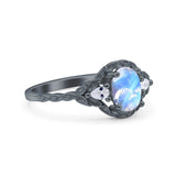 Floral Oval Natural Stone Wedding Ring