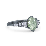 Oval Natural Stone Tapered Baguette Ring