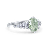 Oval Natural Stone Tapered Baguette Ring