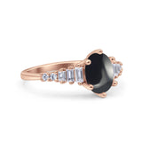 Oval Natural Stone Tapered Baguette Ring