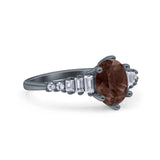 Oval Natural Stone Tapered Baguette Ring