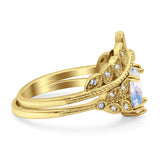 Vintage Oval Leaf Style Chevron Ring