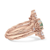 Three Piece Round Leaf Style Bridal Silver Ring