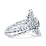 Three Piece Round Leaf Style Bridal Silver Ring