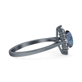 Art Deco Oval Halo Floral Ring