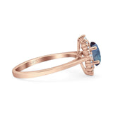 Art Deco Oval Halo Floral Ring