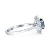 Art Deco Oval Halo Floral Ring