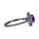 Art Deco Oval Halo Floral Ring