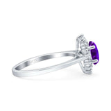 Art Deco Oval Halo Floral Ring